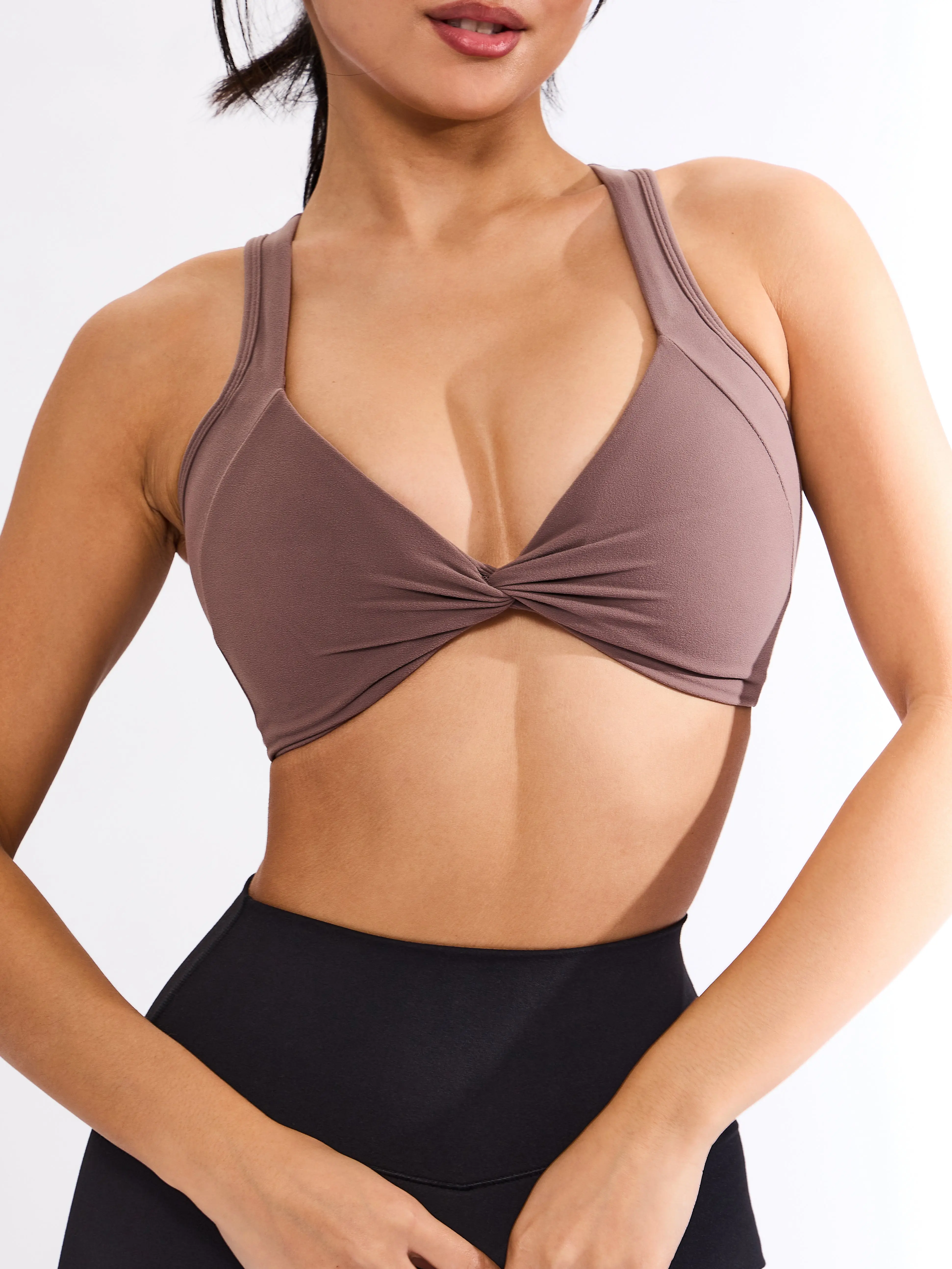 Twisted Curve Sports Bra - Mocha Berry