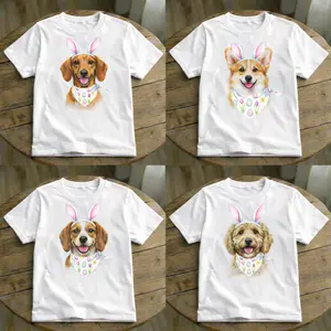 Custom Easter Puppy Shirt - 40 Breed Bunny Ears Dog Tee, Spring Floral Bandana Graphic, Cute Dog Lover Gift, Funny Easter Outfit for Women and Men