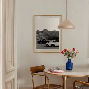 Porsche 911 Inspired Poster, Racing Car Wall Art, Vintage Automotive Print, Hypebeast Style Digital Decor, Black & White Poster