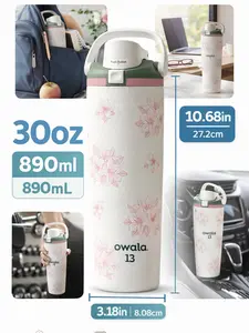 Owala FreeSip Azalea 13 30oz Floral Water Bottle | Limited Edition Leakproof Insulated Stainless Steel Bottle for Daily Use