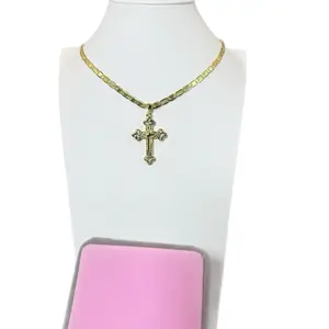 Marin Style 20 Inches Long Chain Necklace with Cross Pendant for Women