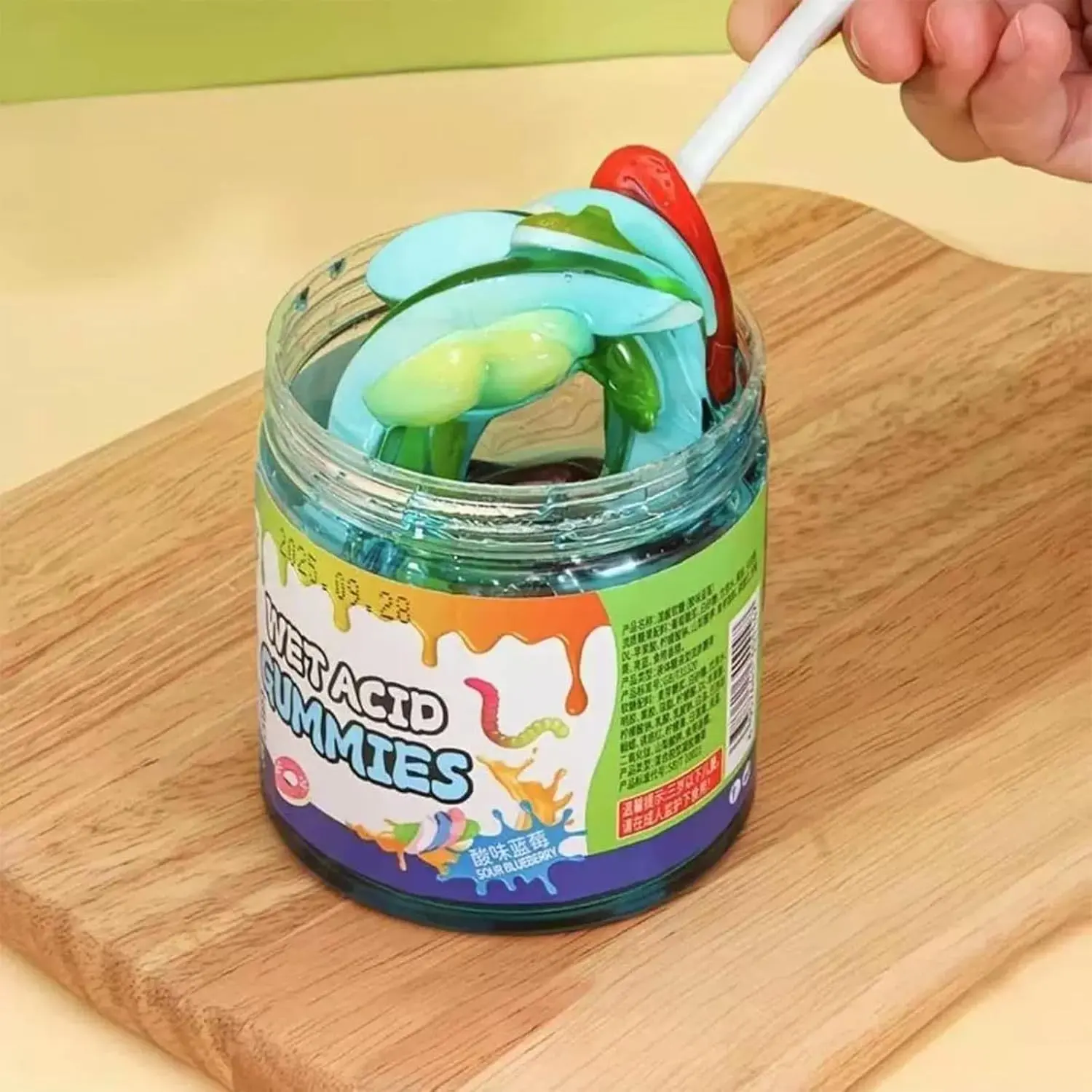 Blueberry Flavor Sour Gooey Gummies, 12.34oz, Wet & Sticky Candy Snacks with Sour Ooze