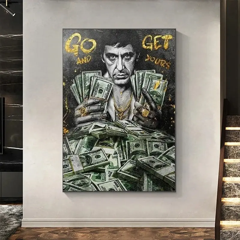 Unframed Scarface Tony Montana Series Motivational Quote Dollars/Money/Cash Canvas Painting Modern Art Design Artwork Wall Pictures Quotes Print Bedroom Office Home Decoration Items