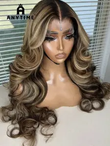 Anytime Hair 6x5 HD Lace High Density 280%, Long Brazilian Real Human Hair Wig, Loose Curl, Vintage Big Wave, 22 Inch Colorful Lace Closure Wig