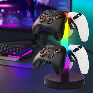 RGB LED Desk Lamp with Headphone Stand, USB Powered, Color Changing Ambiance Light, Modern Mood Lighting, 4 Button Controller, Ideal for Gamers and Professionals