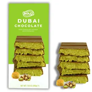 Bolci Luxury Dubai-Style Chocolate Bar 7.05 oz – Rich Milk Chocolate with Antep Pistachio & Crispy Kadayif Filling, Gourmet Gift Treat  Pack of one