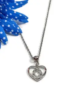 Narcotics Anonymous Heart Shaped Pendant Necklace with NA Logo in Center Silver Tone Stainless Steel
