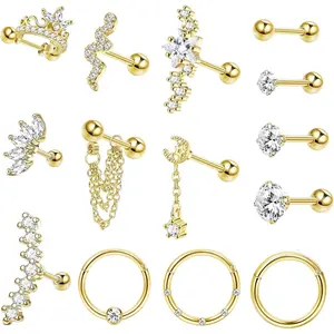 YADOCA 16 Gauge Cartilage Earrings for Women Hypoallergenic Surgical Stainless Steel Earring Sets for Multiple Piercing Daith Conch Tragus Helix Piercing Jewelry