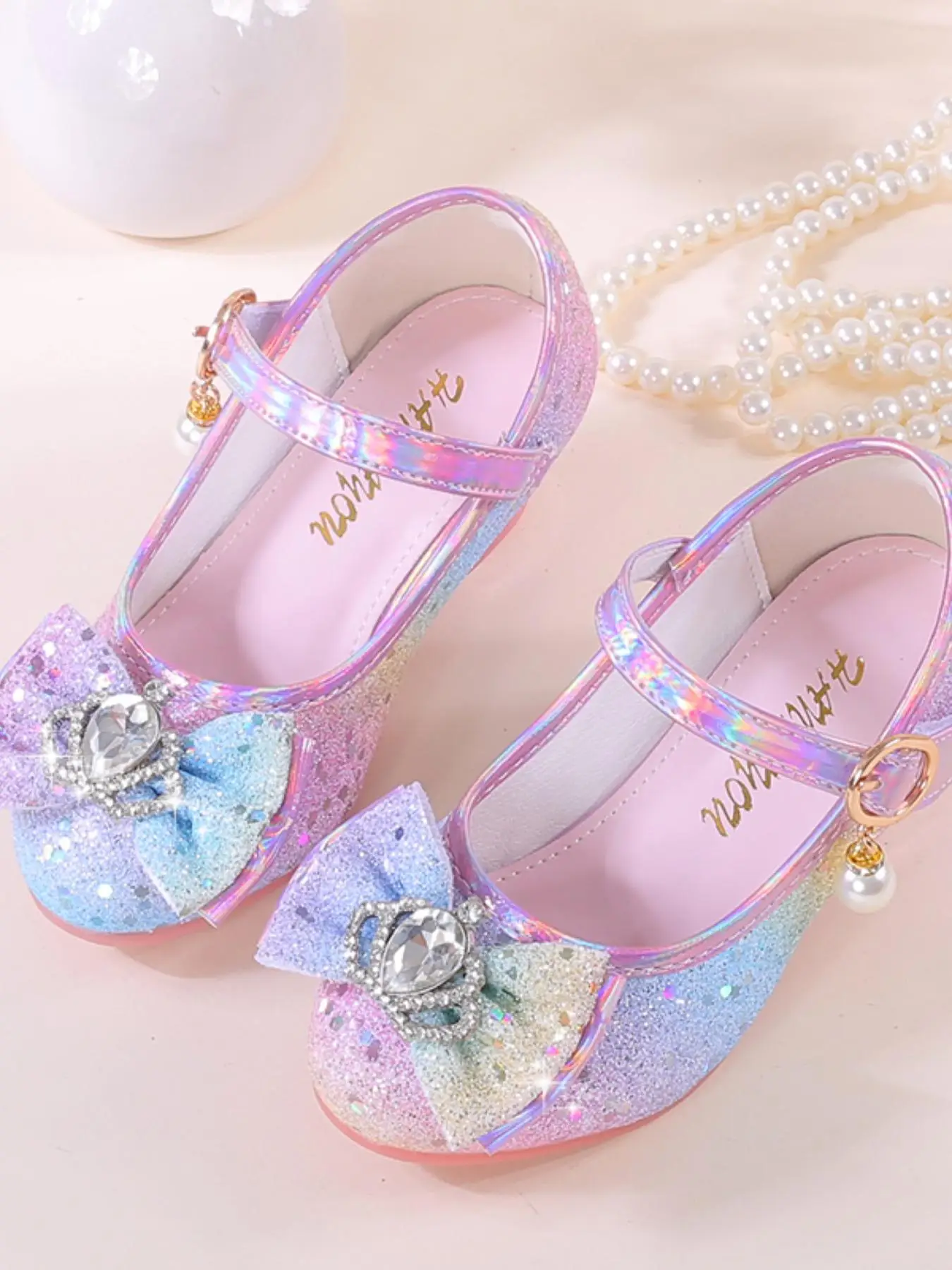 Girl's Cute Rainbow Stripe Design Flat Shoes, Fashionable Bow Decorated Princess Shoes for Party, Daily Clothing Decor for Girls