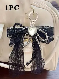 Y2K Cute Simple Fashion Beaded Faux Pearl Bow Bag Charm, Heart Pendant, Colorful Flowers, DIY Keychain/purse Accessory Set, Trendy Cute Keychain, Keychain For Bags