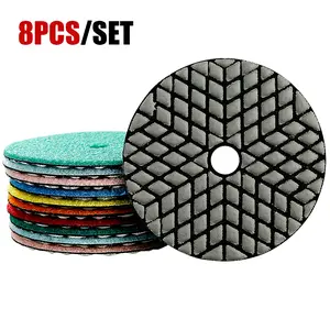 8PCS 4" Dry Diamond Polishing Pads Kit - 50#-3000# Grit for Granite/Marble/Stone, Grinder Polish Discs