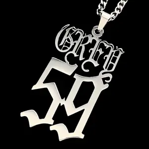 $uicideboy$ GREY59 Necklace 1.5" Mirror Polished Stainless Steel Grey59 Pendant with Choice of Chain Hypoallergenic & Rust Resistant Suicideboys G59 Free Gift Included