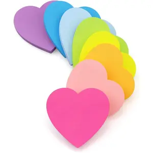 Heart Shape Sticky Notes 8 Color Bright Colorful Sticky Pad 75 Sheets/Pad Self-Sticky Note Pads