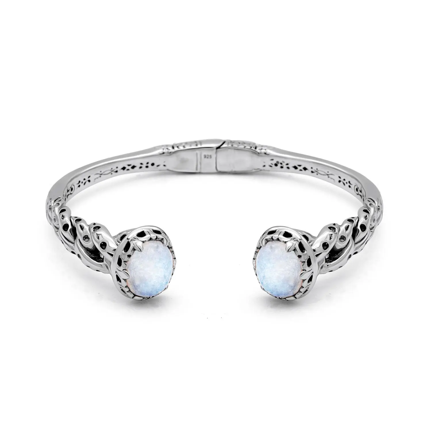 Balinese Artisan Handcrafted Sterling Silver Moonstone Bangle