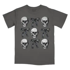 Skulls and Coquette Bows - Comfort Colors Graphic Tee Casual Shortsleeve Top Womenswear