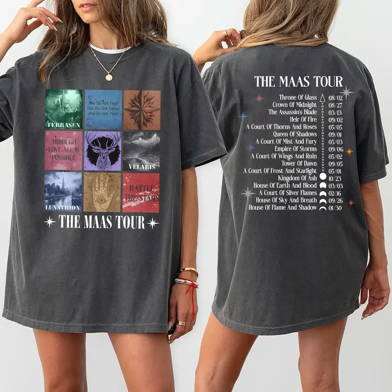 SJM Tour Shirt, The Maas Tour Tee, Booktok T-Shirt, Book Tour Shirt, ACOTAR Tee, Crescent City Sweater, Throne of Glass Merch, SJM Fan Apparel