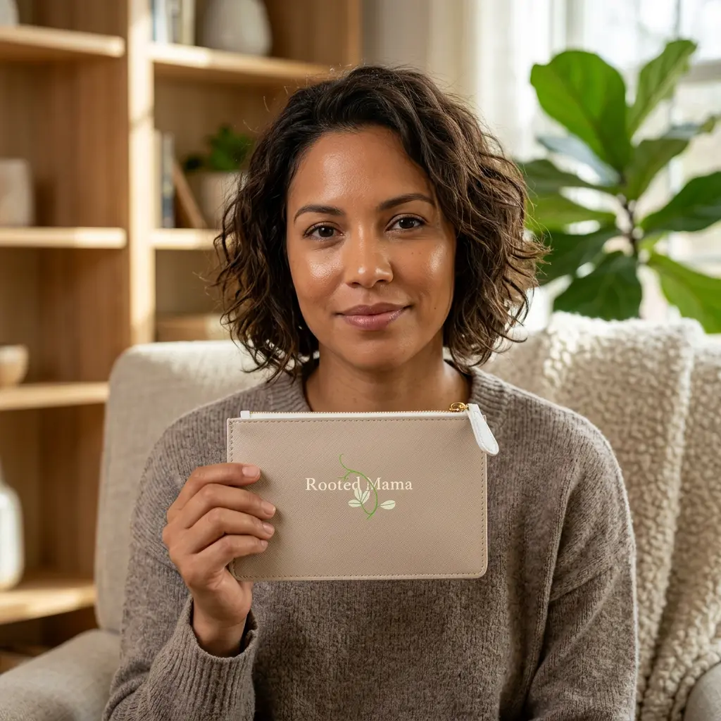 Mini Clutch Bag – "Rooted Mama" Floral Zip Pouch | Compact Wristlet for Moms, Gifts for Mother’s Day