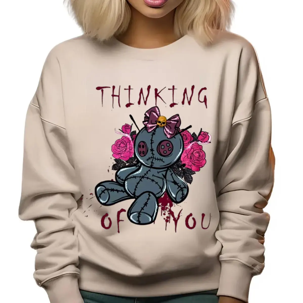 Voodoo Doll ,Halloween unisex sweater hot Halloween Thinking Of You Spooky Witch Funny, Casual Style, Simple Style