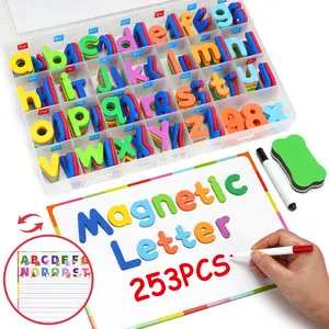 253pcs Magnetic Colored Alphanumeric Refrigerator Stickers - Educational Language Learning Puzzle Toys for Early Childhood Homeschooling - Christmas, Halloween Gifts