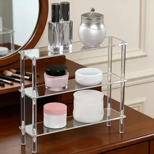 Acrylic Storage Rack Mini Tabletop Organizer, Transparent Display Stand for Perfume Lipstick Cosmetics Antiques Jewelry Collection Decor