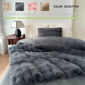High-Weight Bubble Fleece Blanket, Modern Minimalist Solid Color Warm Blanket, Breathable and Moisture-Wicking, Soft and Skin-Friendly, Versatile Use, Sofa Blanket