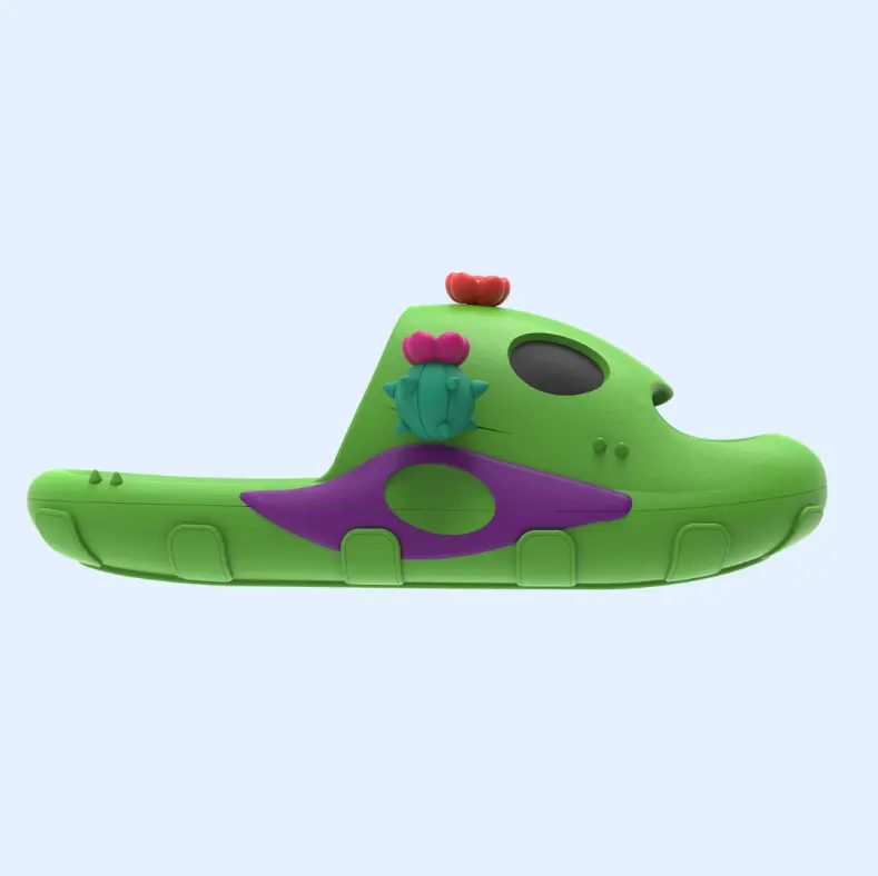 SPIKE GREEN - Open Toe Summer Slides with Prickly Charm and Cool Composure for Quirky Style and All-Day Wearability