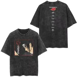 valentine shirts Cotton Mens Vintage Japan Anime Print Oversize TShirt Streetwear 6Harajuku Summer Black Short Sleeve Shirt Loose Cotton Tops Tees