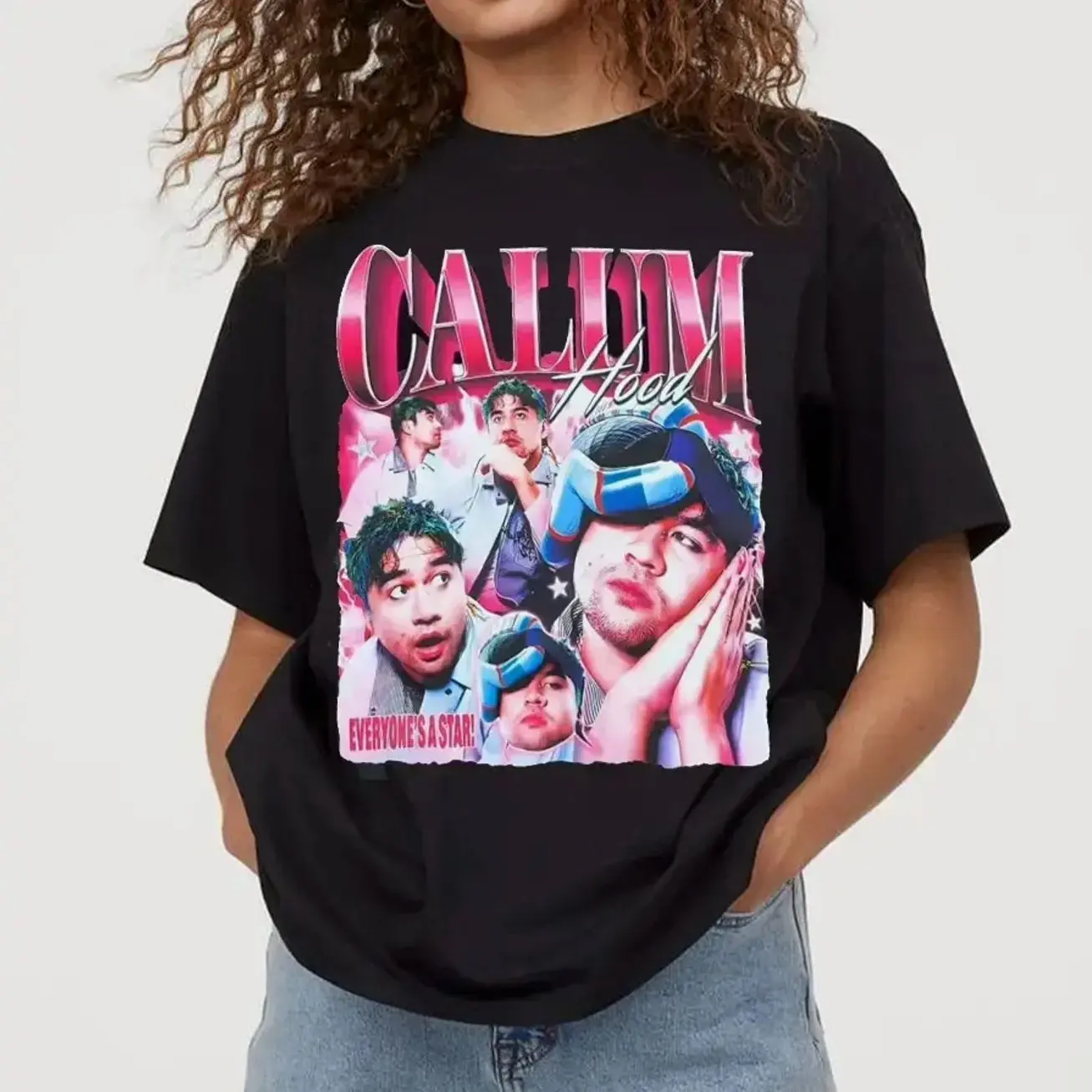 Women's Callum 5SOS Bootleg Cotton Round Neck Rock Band T-shirt, 2026 Vintage Everyone's A Star Tour Casual Day Outfits Fan Gift, Comfortable, Print, Fabric, Everyday, Loose, Style, Streetwear NS1