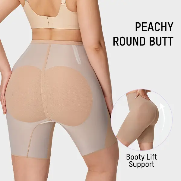 SHECURVE CoolHive Seamless Shapewear Shorts for Women High Waist Tummy Control Butt Lifter with Breathable Fabric Zip-Up Design & Sculpting Compression for Summertime