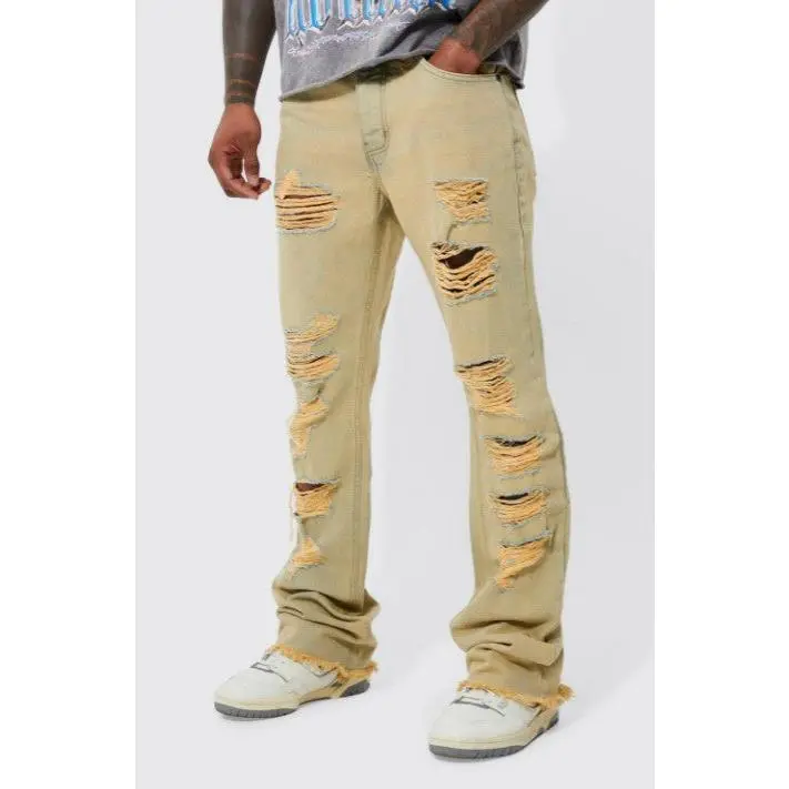 SLIM FLARE MULTI RIP GUSSET JEANS