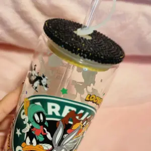 Luney Tunes Glass Cup Blinged Lid