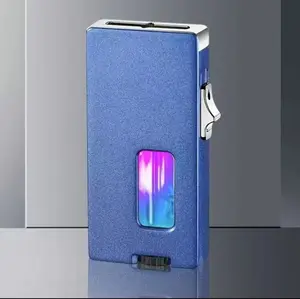 Graceful Black Windproof Lighter withExtra WideSoft Flame-Smart Shake lgnition,RechargeableZinc Alloy Electronic Lighter,Transparent Windowfor Candles and Aromatherapy-Ideal OutdoorCamping Gift for Men