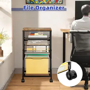 5-tier multifunctional Rolling File Cart, printer stand, under desk file organizer with lockable wheels, suitable for Filing Cabinet in offices, schools, and homes