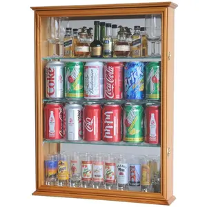 Mini Liquor Bottle/ Soda Can w/Mirror Backed Display Case Cabinet