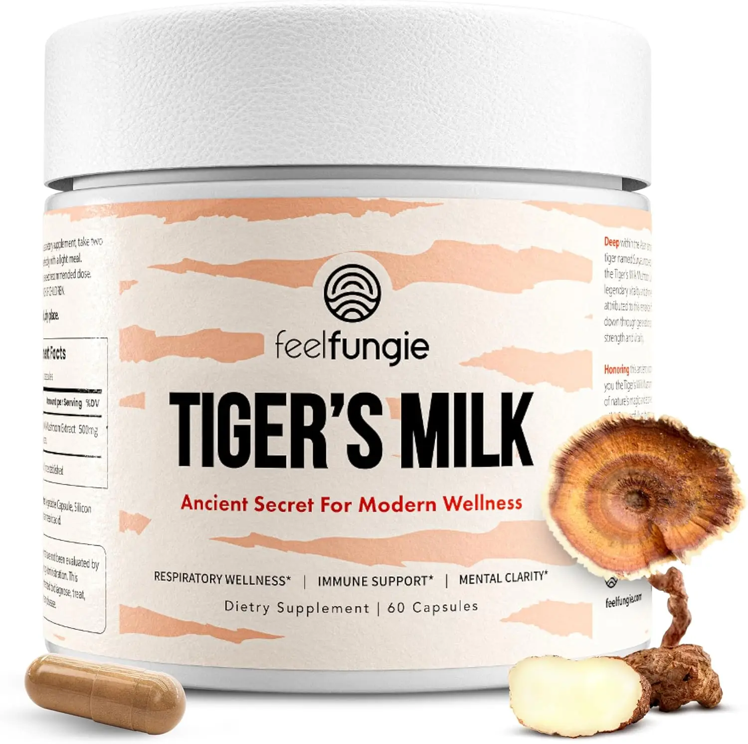 Feel Fungie: Tiger's Milk Mushroom, Non-GMO, Gluten Free, Lab Tested