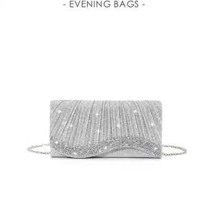 Shiny Glitter Clasp Women's Handheld Evening Bag, Rhinestone Embellished Clutch Bag, Crossbody Shoulder Bag for Parties