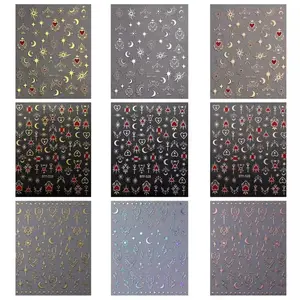 9 Sheets 3D Nail Art Stickers Sun Star Moon Heart Nail Stickers Nail Decals
