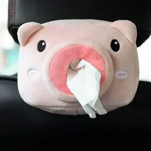 Cartoon Tissue Box Holder Cute Short Plush Tissue Boxes Bracket Auto Armrest Box Car Seat Back Car Decorations Car Tissue Holder NONE