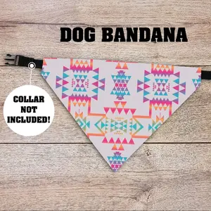 Colorful Aztec Dog Bandana - Over The Collar - COLLAR NOT INCLUDED!  Pet Accessories, Cat Bandana, Handmade, Gifts For Pets, Animal, Doggy, Puppy, Western, Desert