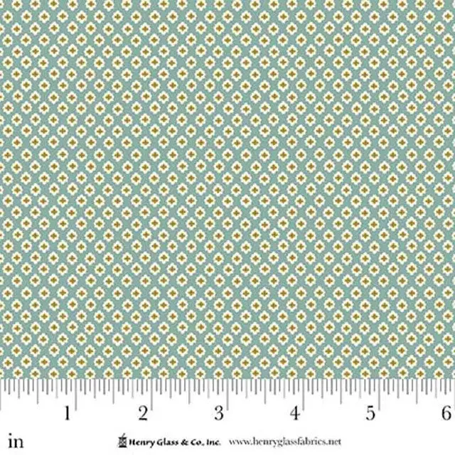 Fabric Henry Glass Aqua Fluffy Clouds Love Struck by the Quarter Yard 2292-11