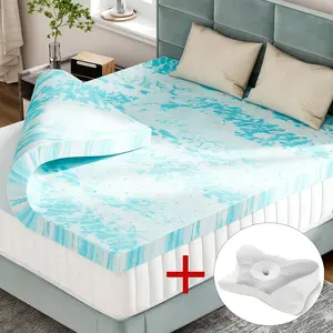 3 Inch Queen Mattress Topper - Gel Memory Foam with Cooling Gel Swirl - Breathable Design, Temperature Regulating