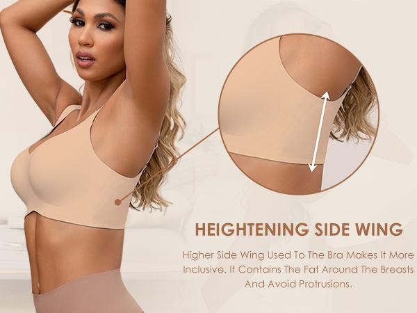 AsFairy Full Coverage Seamless Wireless Push Up Bra for Women Comfort V Neck Bralettes with Support