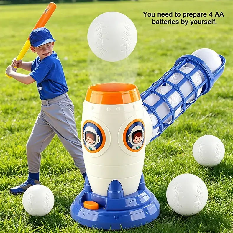 Unisex Kids Auto Ball Launcher Toy - Baseball & Tennis Pitching Machine with Bat, Outdoor Play Sports Game, Birthday Gift for 5-12 Yrs Youth, Partially Assembled Sports Equipment (10-12 Years Suitable)