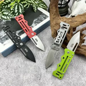 Four mini folding knives in different colors, crafted entirely from 5Cr13Mov steel. These versatile, portable tools are perfect for everyday use, camping, and travel, and make practical, durable pocket knives for hiking and fishing.