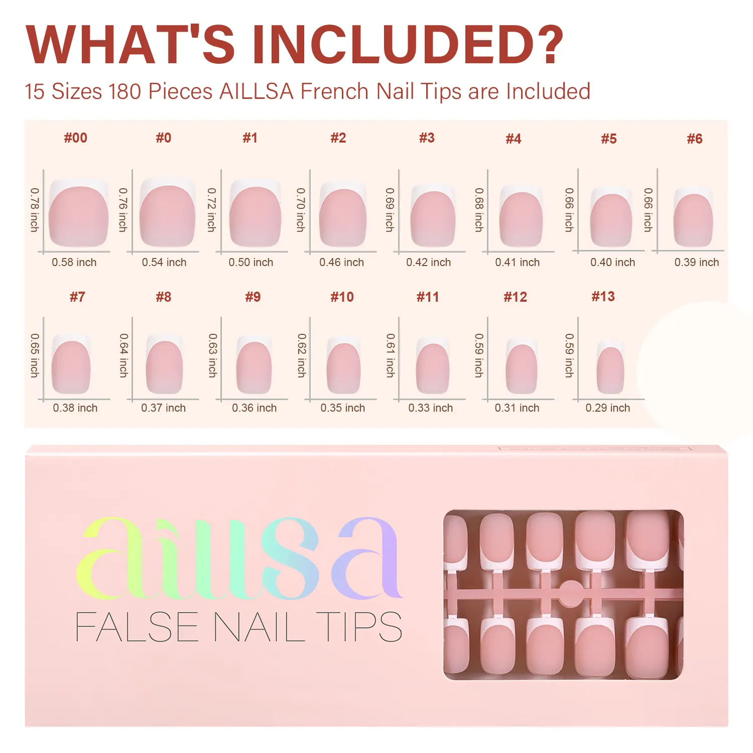 AILLSA French Tip Press On Nails - 180pcs Soft Gel Tips in Square, Stiletto, Almond, and Coffin Shapes for Easy Wear-15 Sizes Fake Nails Extensions AILLSA French Tip Press On Nails - 180pcs Soft Gel Tips in Square, Stiletto, Almond, and Coffin Shapes for Easy Wear-15 Sizes Fake Nails Extensions