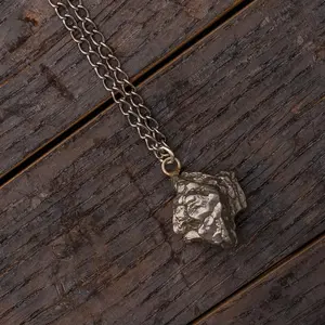 Meteorite Nugget Necklace With Black 30" Chain