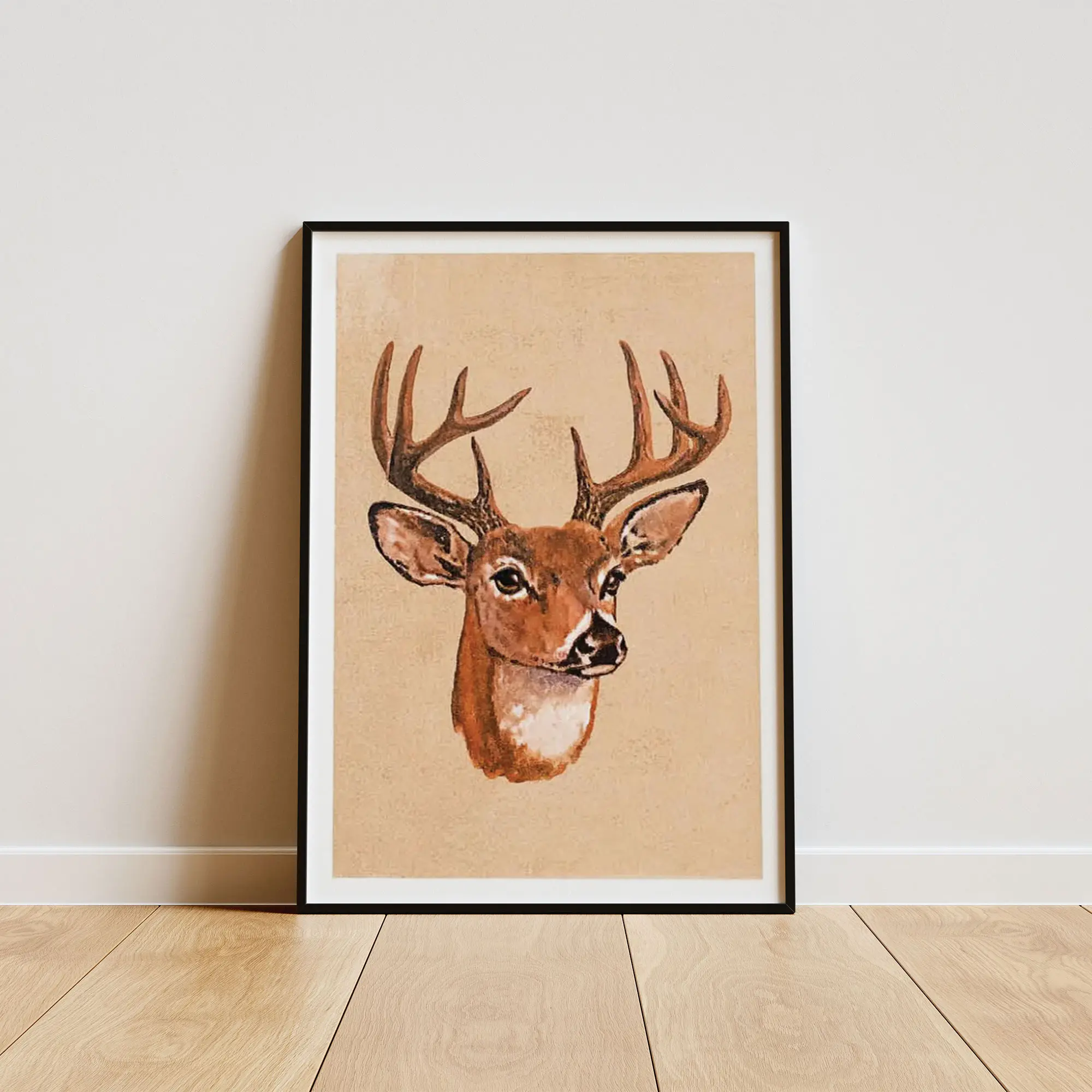 Retro Deer Hunting Poster, Vintage Wildlife Wall Decor, Rustic Outdoor Hunting Room Decoration Print