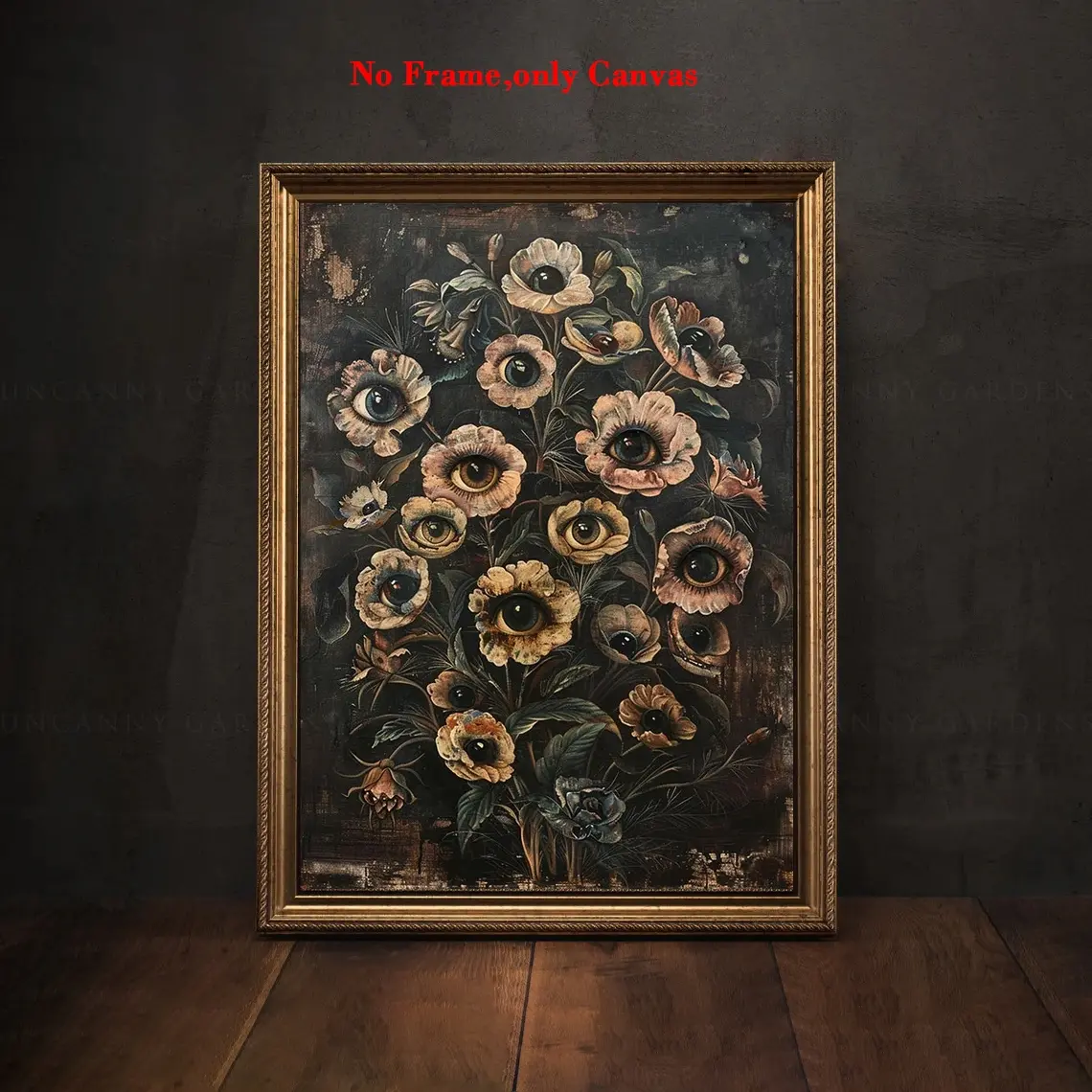 1pc, wall art, vintage poster, botanical gothic eyes print, dark country horror canvas painting, bedroom aesthetic, living room decor, apartment decor, housewarming gift, Unique Artwork, unframed