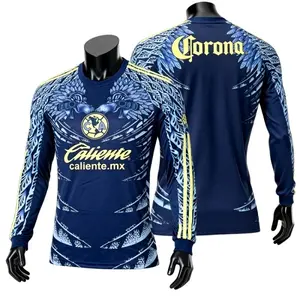 2025 2026 New Away Blue Long Sleeves Soccer Jersey
