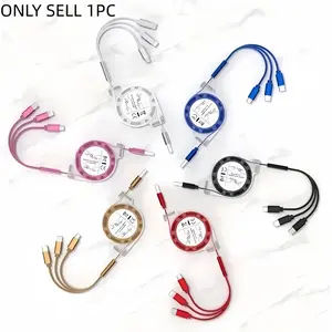 3 in 1 Retractable USB Cable, 1 Count Multipurpose 1M Data Cable, Charging Cable for Android Phone Type C Portable / Micro USB, Phone Accessories